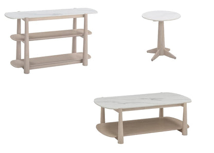 Bassett Mirror - Horizons Console Table in White Oak & White Marble - 2533-LR-400 view 6