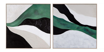 Bassett Mirror - Illuminate Green Abstract Framed Canvas (Set of 2) - 7300-975 view 1