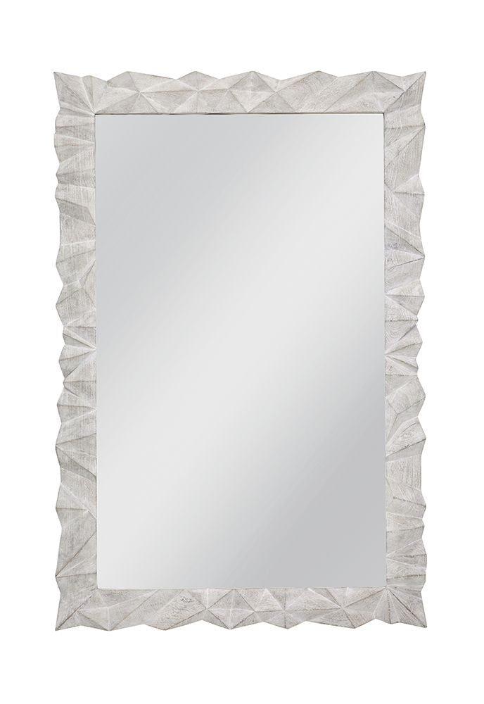 Bassett Mirror - Isola 54" Whitewashed Geometric Wall Mirror - M5209 view 1