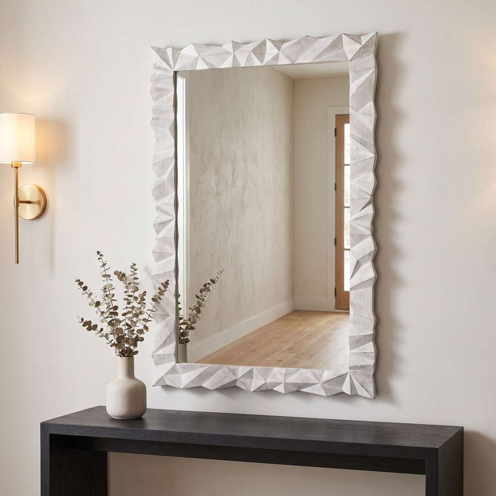 Bassett Mirror - Isola 54" Whitewashed Geometric Wall Mirror - M5209 view 5