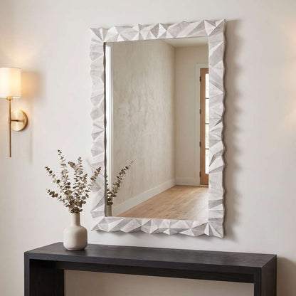 Bassett Mirror - Isola 54" Whitewashed Geometric Wall Mirror - M5209 view 5
