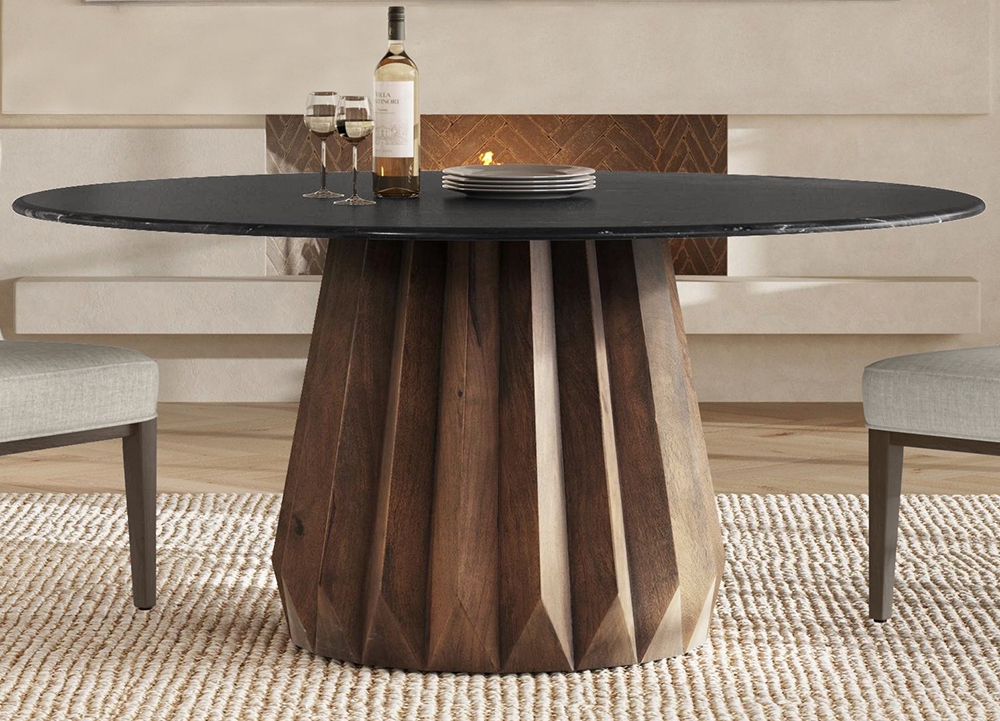 Bassett Mirror - Jennings 54" Black Marble Dining Table - 6001-700B-T view 5