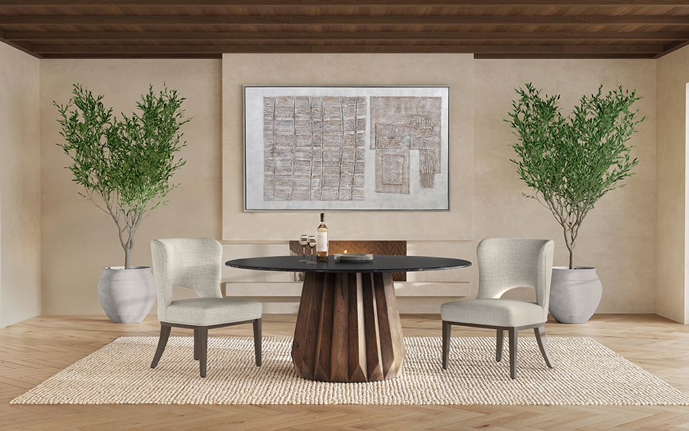 Bassett Mirror - Jennings 54" Black Marble Dining Table - 6001-700B-T view 6