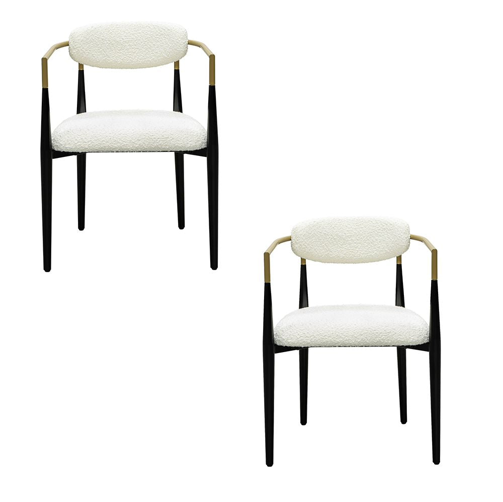 Bassett Mirror - Jenson Ivory Boucle Arm Dining Chair (Set of 2) - 6111-DR-810-2 view 1