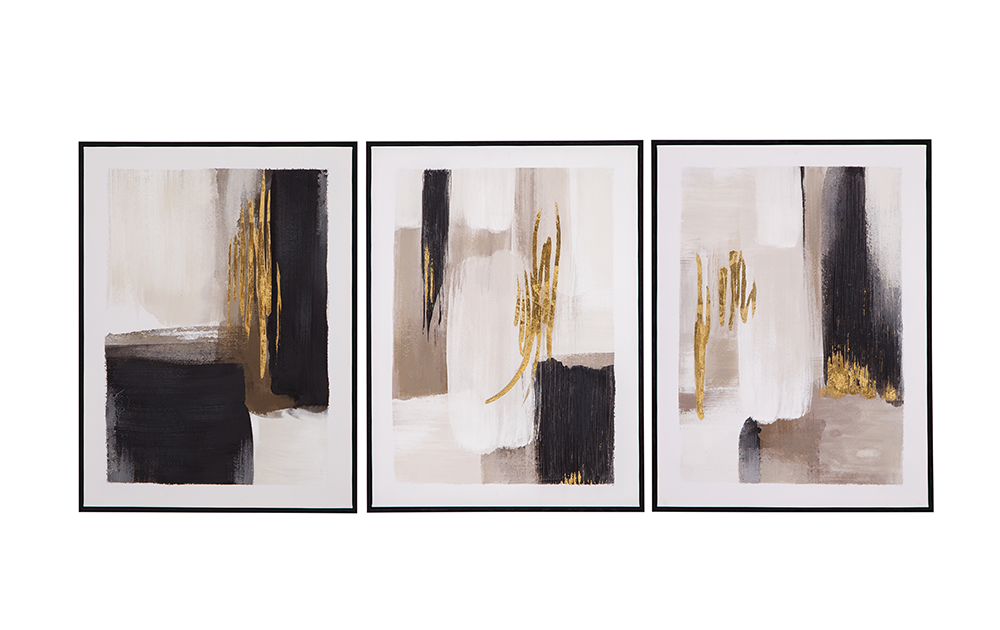 Bassett Mirror - Journey Black Abstract Framed Canvas (Set of 3) - 7300-992 view 1