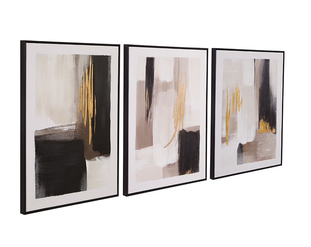 Bassett Mirror - Journey Black Abstract Framed Canvas (Set of 3) - 7300-992 view 2