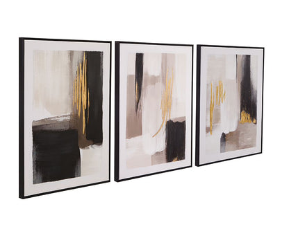 Bassett Mirror - Journey Black Abstract Framed Canvas (Set of 3) - 7300-992 view 2