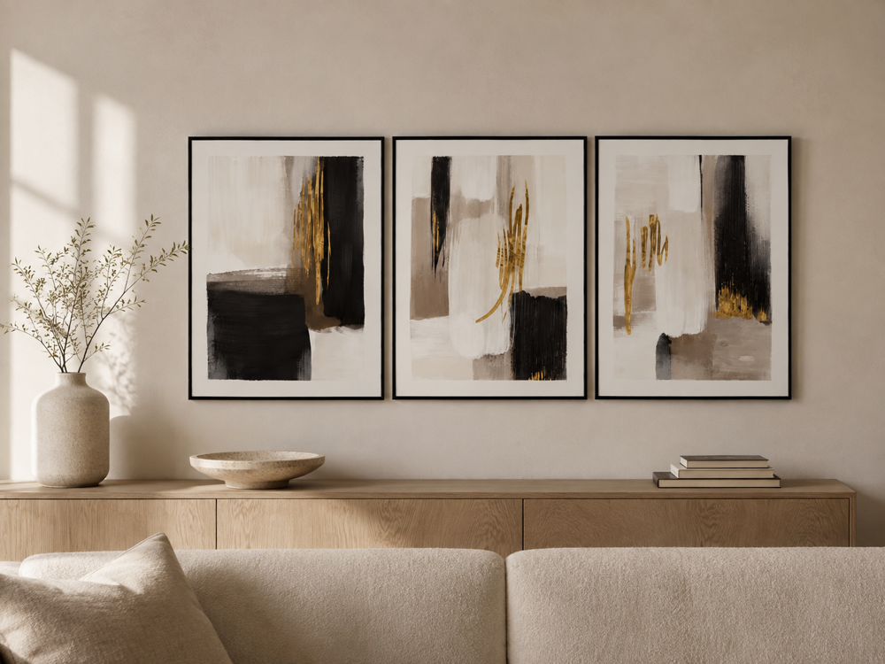 Bassett Mirror - Journey Black Abstract Framed Canvas (Set of 3) - 7300-992 view 5
