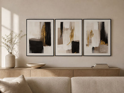 Bassett Mirror - Journey Black Abstract Framed Canvas (Set of 3) - 7300-992 view 5