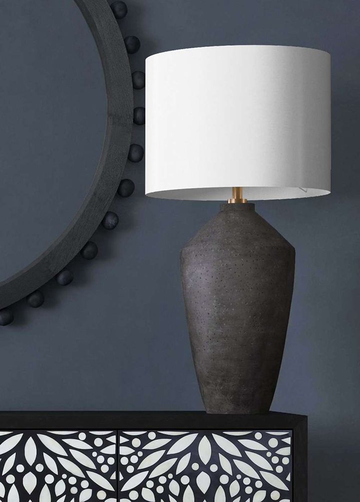 Bassett Mirror - Kaycee 35" Matte Black Concrete Table Lamp - L4641T view 4