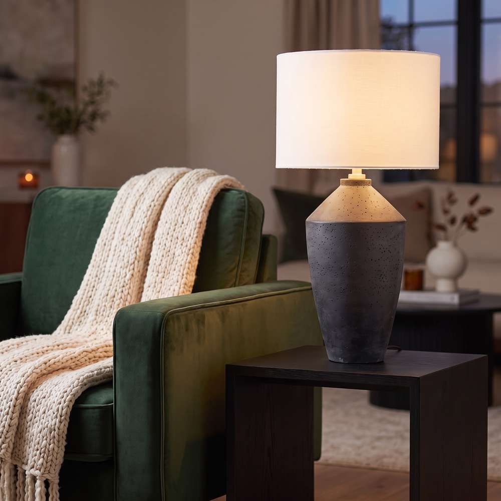Bassett Mirror - Kaycee 35" Matte Black Concrete Table Lamp - L4641T view 5