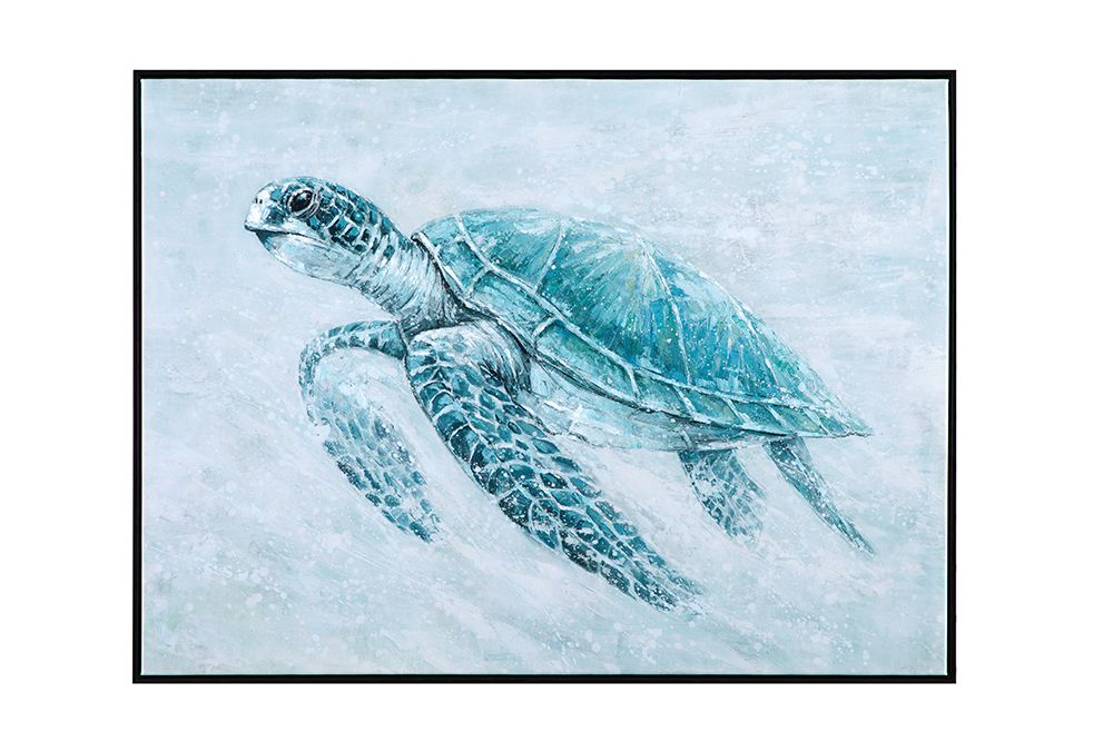Bassett Mirror - Kemps Bay Blue Sea Turtle Framed Canvas - 7301-067 view 1