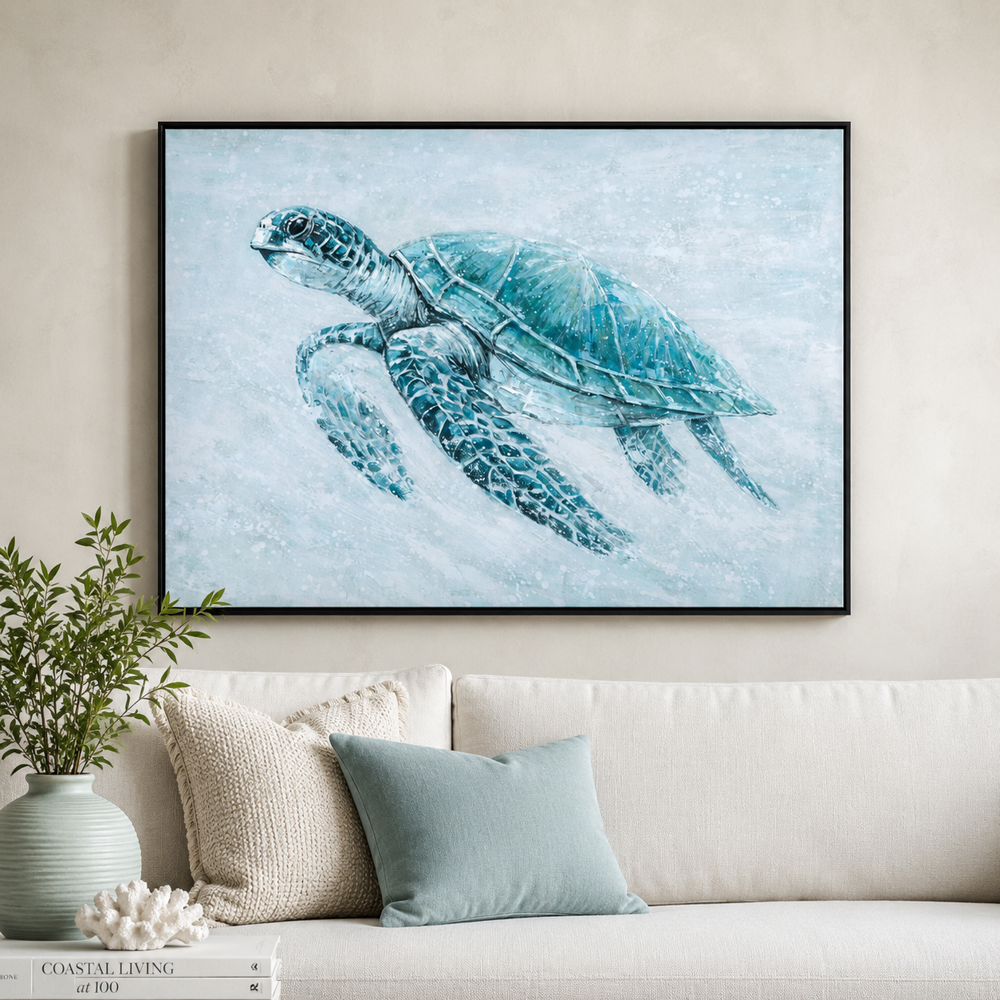 Bassett Mirror - Kemps Bay Blue Sea Turtle Framed Canvas - 7301-067 view 5