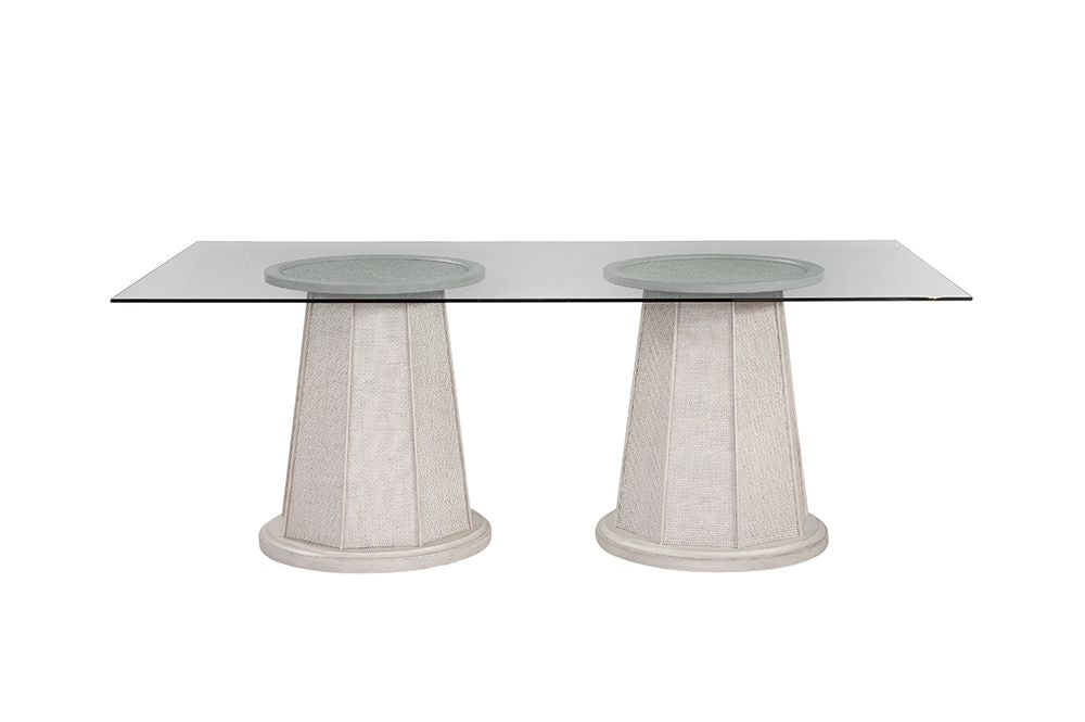 Bassett Mirror - Korey 78" Whitewashed Double-Pedestal Dining Table - 7096-700-887 view 2