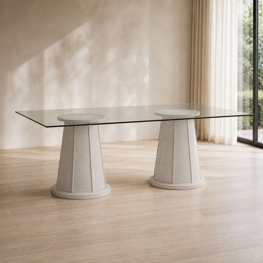 Bassett Mirror - Korey 78" Whitewashed Double-Pedestal Dining Table - 7096-700-887 view 6