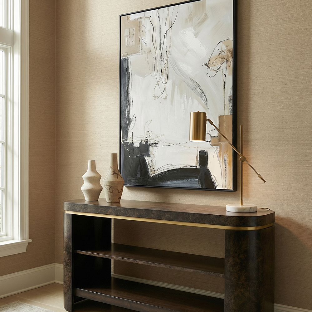 Bassett Mirror - Langford 54" Ebony Mappa Burl Console Table - 6031-LR-400 view 5