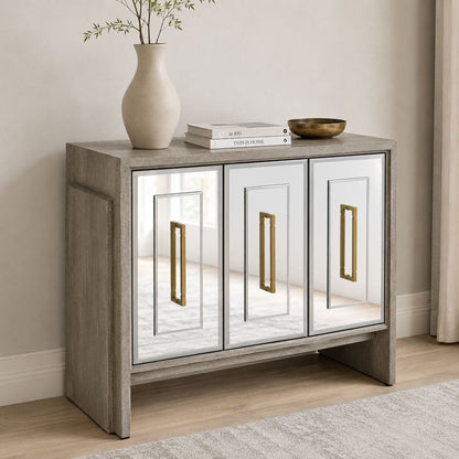 Bassett Mirror - Lansing 40" Cerused Gray Oak Three-Door Storage Cabinet - 2542-DR-576 view 8