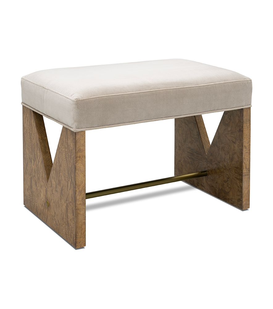 Bassett Mirror - Laurent Gray Velvet Accent Stool - 6064-LR-101 view 1