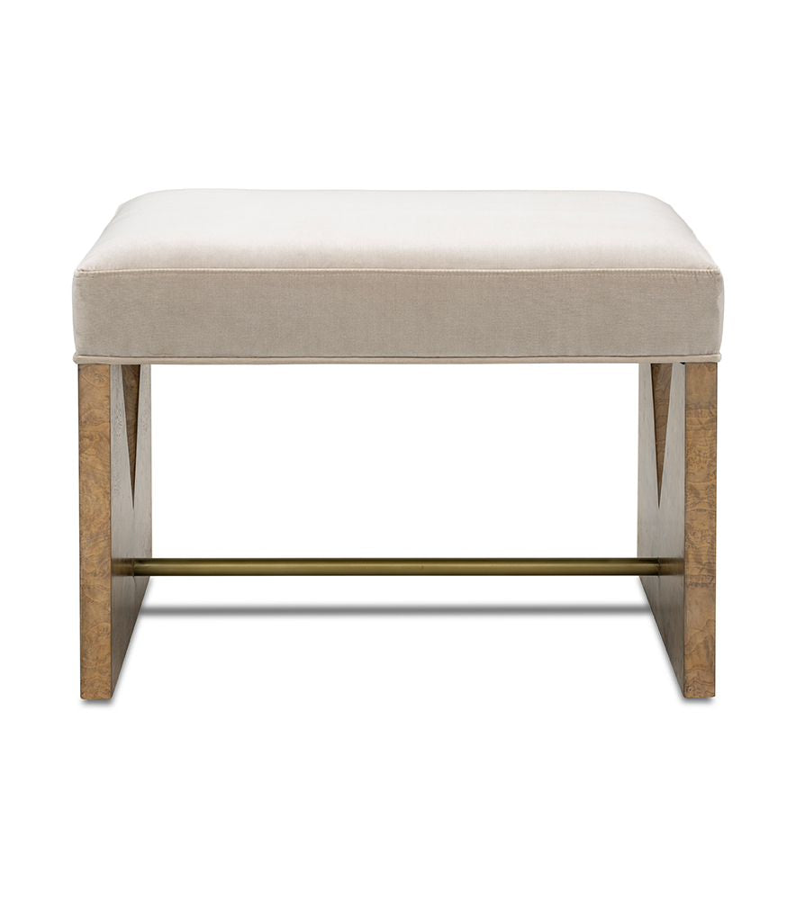 Bassett Mirror - Laurent Gray Velvet Accent Stool - 6064-LR-101 view 2