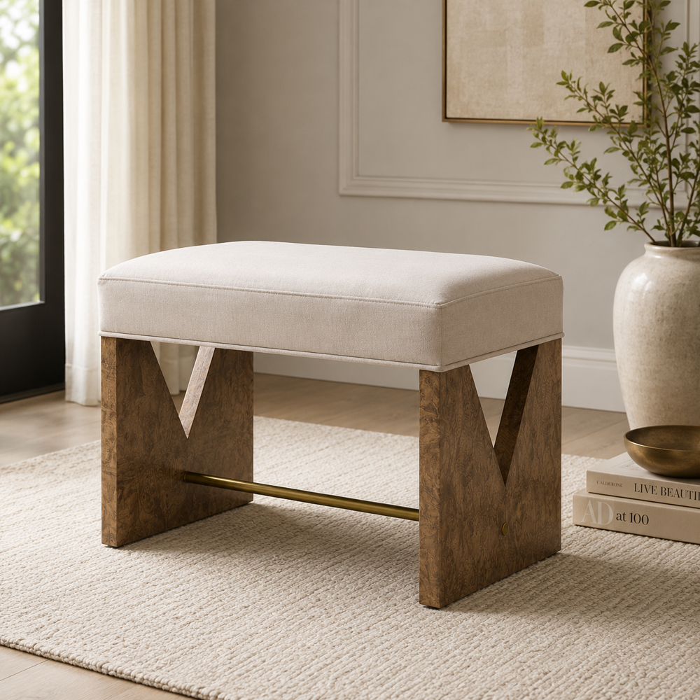 Bassett Mirror - Laurent Gray Velvet Accent Stool - 6064-LR-101 view 5