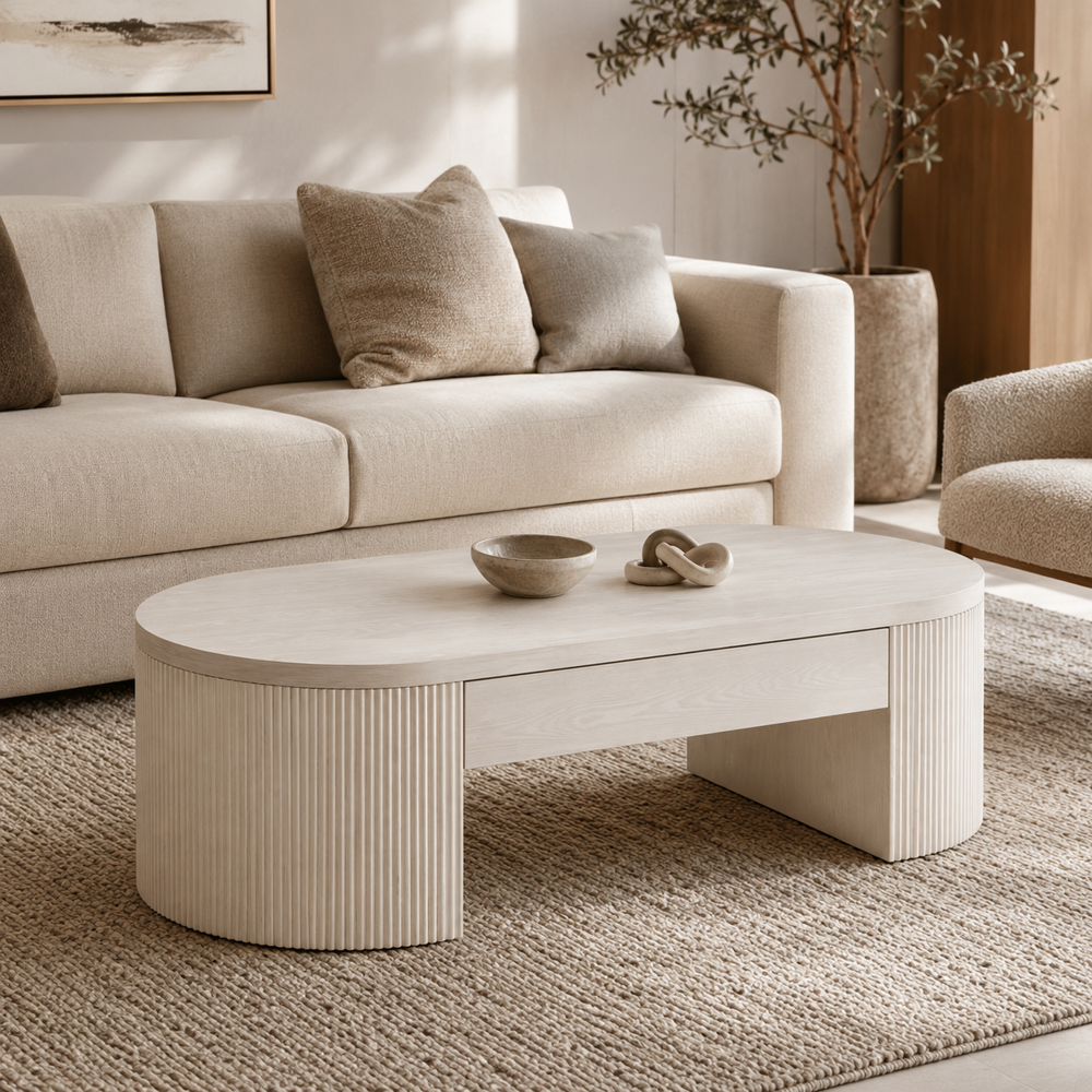 Bassett Mirror - Lena Washed White Oak Coffee Table - 6012-LR-140 view 5