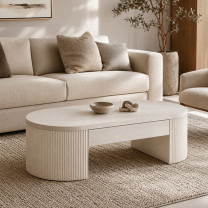Bassett Mirror - Lena Washed White Oak Coffee Table - 6012-LR-140 view 5