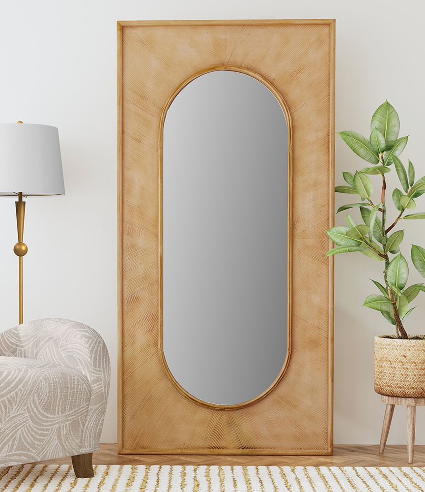 Bassett Mirror - Liam 80" Natural Oval Floor Mirror - M5153 view 4