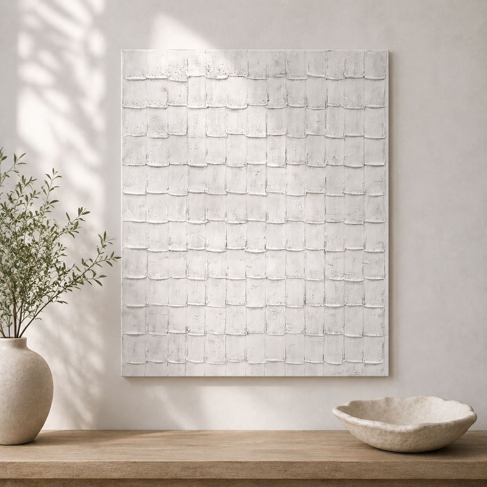 Bassett Mirror - Linear Marks White Abstract Canvas Art - 7301-028 view 5