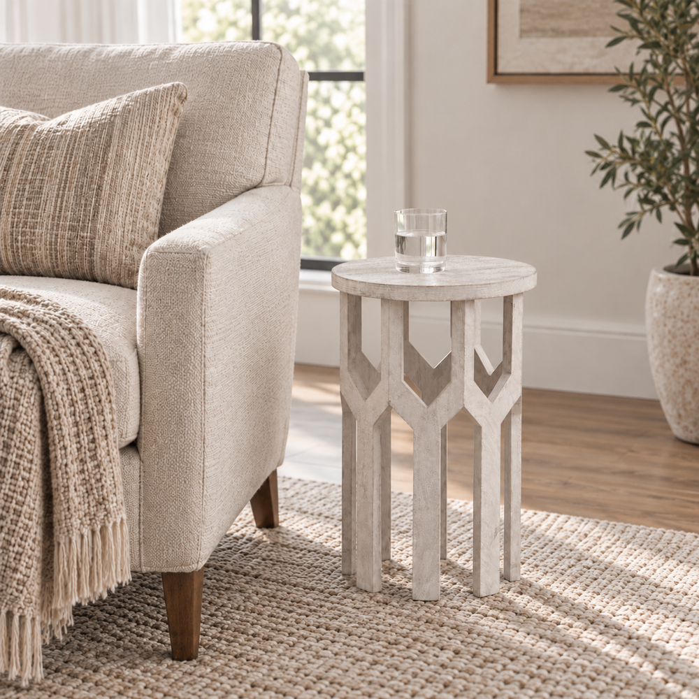Bassett Mirror - Lloyd Whitewashed Drink Table - 9906-LR-223 view 4