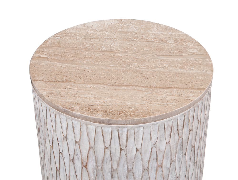 Bassett Mirror - Lorenzo Travertine Drink Table - 9908-LR-223 view 2