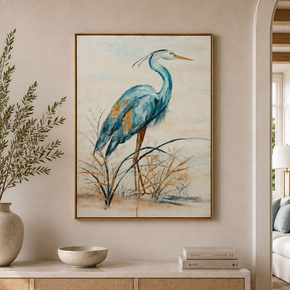 Bassett Mirror - Marshlands Coastal Heron Framed Canvas - 7301-077 view 5