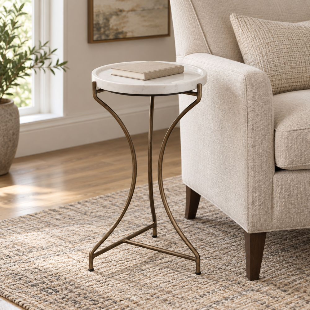 Bassett Mirror - McGowan White Marble Accent Table - 9898-LR-223 view 4