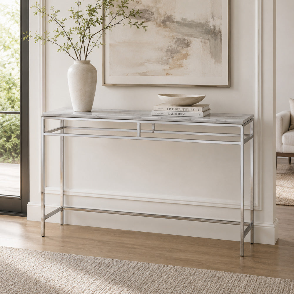 Bassett Mirror - Medine 54" White Metal Console Table - 3356-400B-T view 3