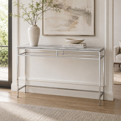 Bassett Mirror - Medine 54" White Metal Console Table - 3356-400B-T view 3