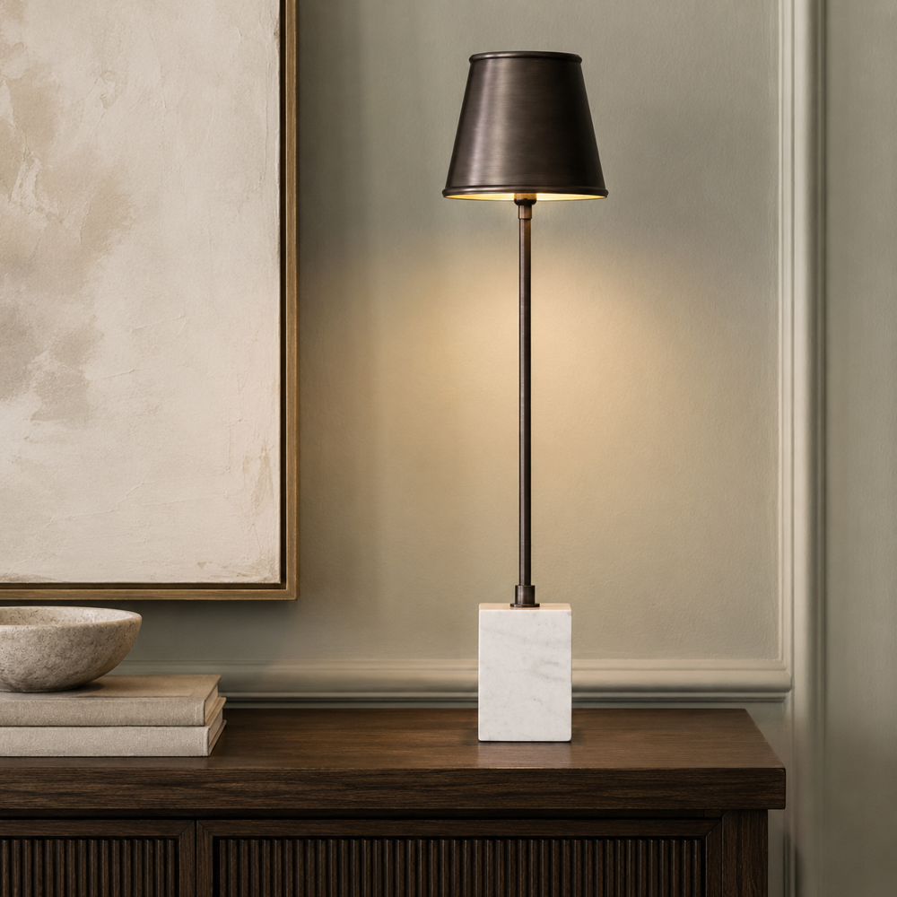 Bassett Mirror - Metal Buffet Lamp 33" Gunmetal Black Marble Table Lamp - L4449T view 5