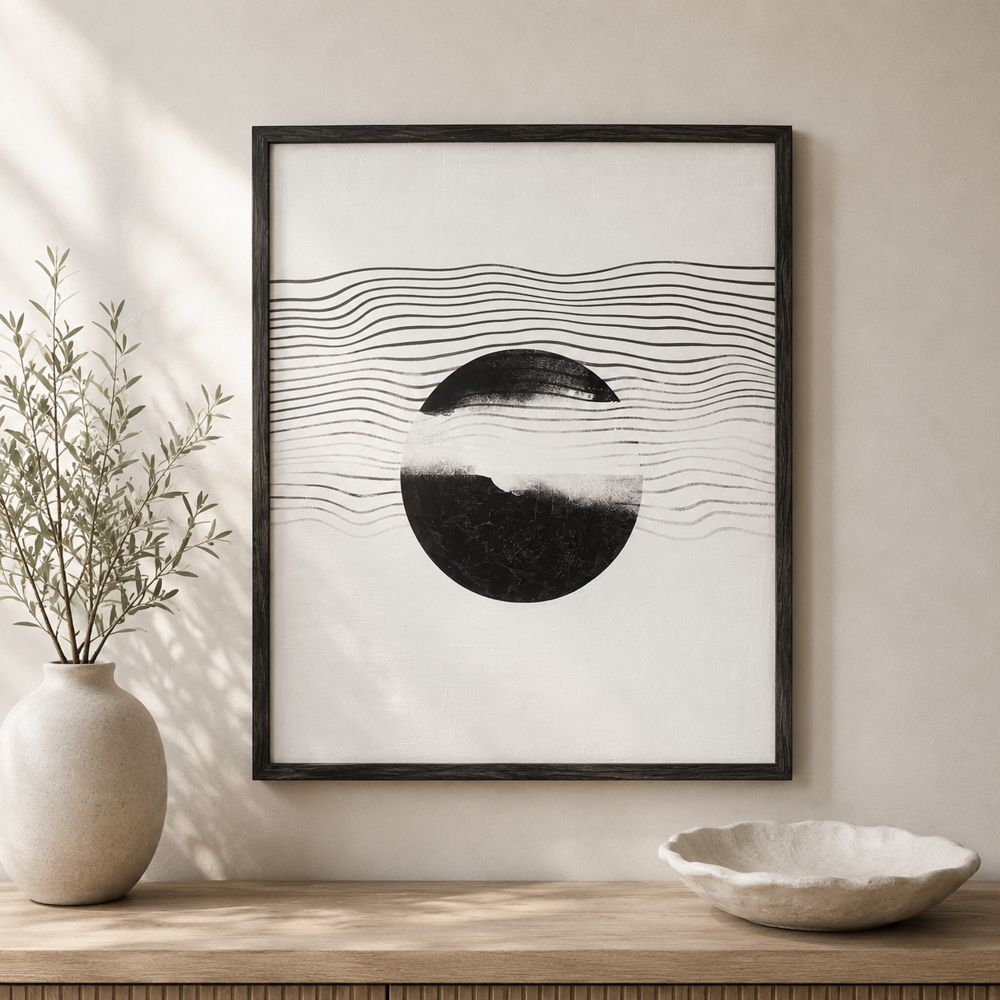 Bassett Mirror - Moon Framed Canvas Motif Black Framed Art - 7300-955 view 2