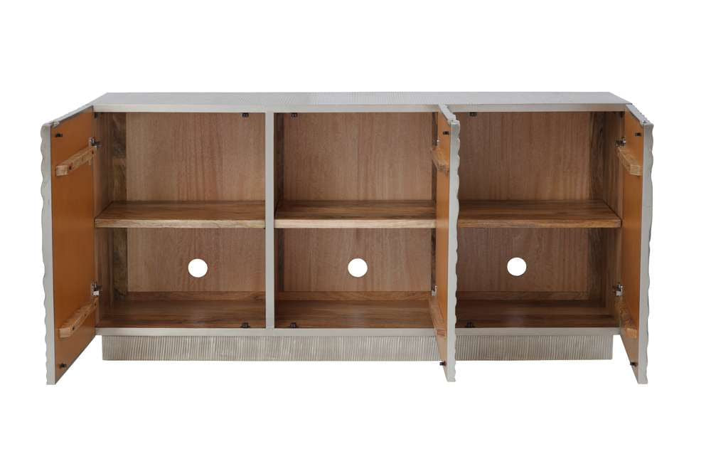 Bassett Mirror - Mug Shot 66" German Silver Three-Door Storage Cabinet - 6049-DR-576 view 3