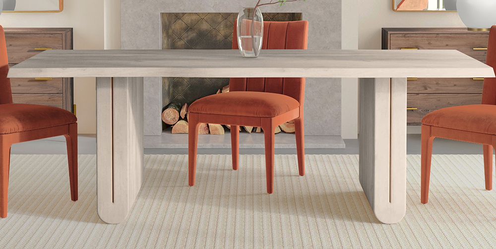 Bassett Mirror - Nadia 88" Whitewashed Mango Wood Dining Table - 6002-600B-T view 6