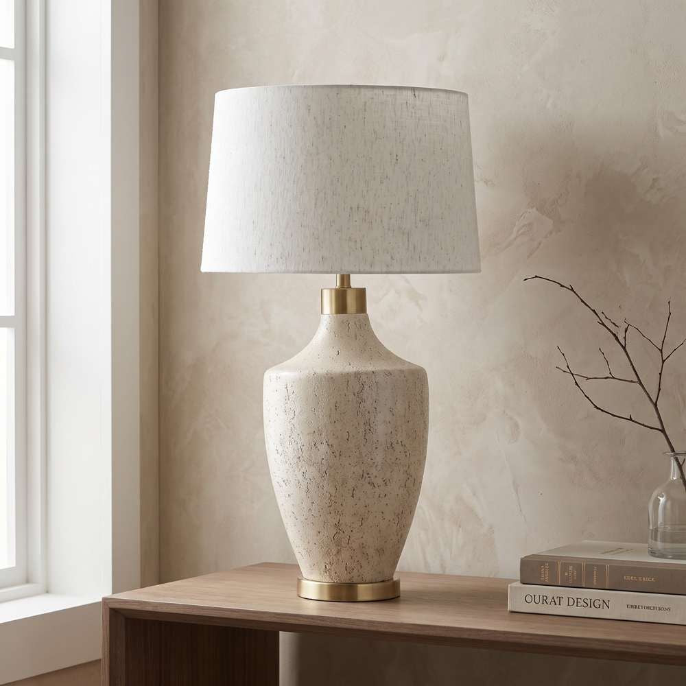 Bassett Mirror - Neecole 34" Cream Concrete Table Lamp - L4642T view 4