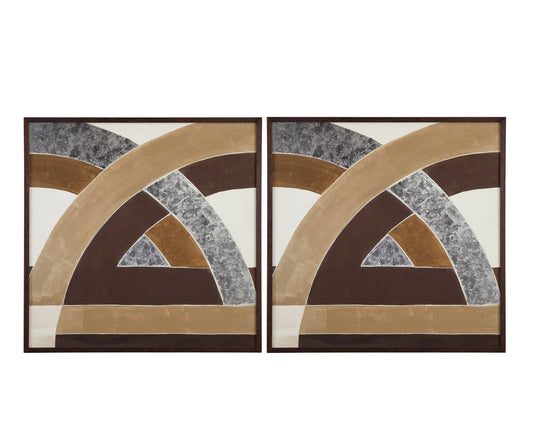 Bassett Mirror - Neutral Geometry Framed Print Set of 2 in Brown - 9902-289-000 view 1