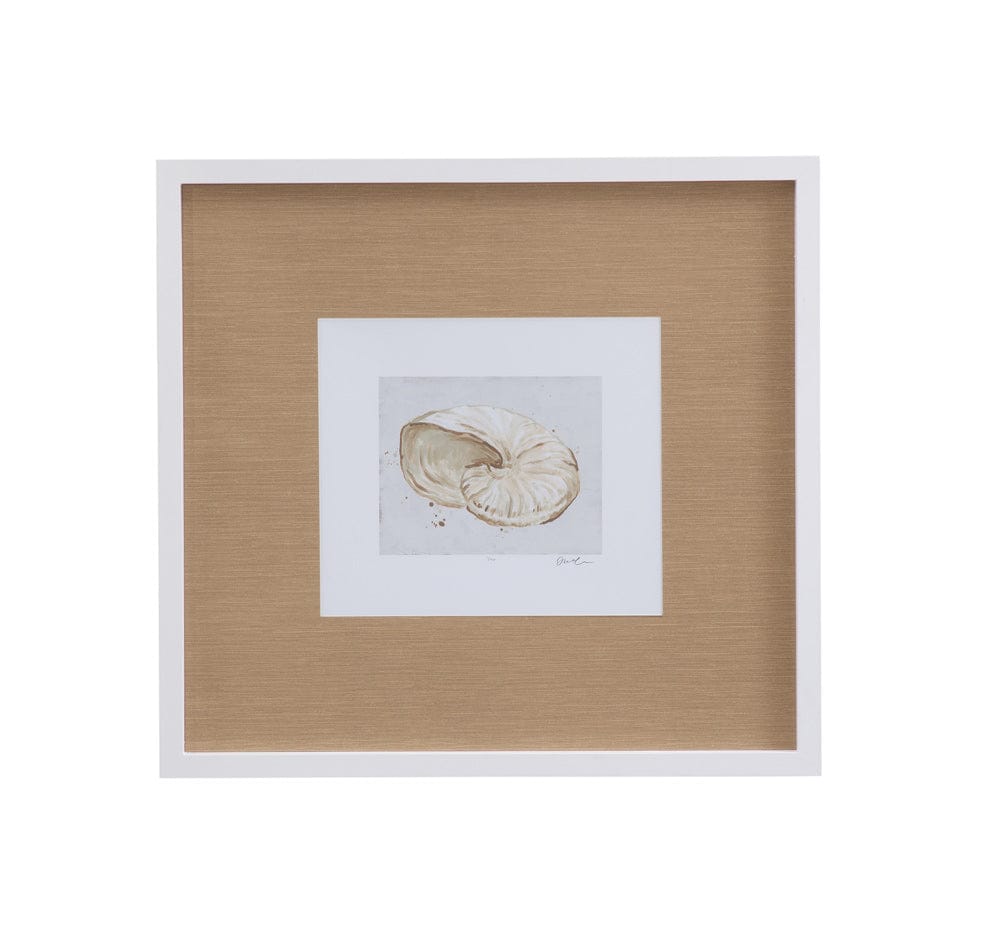 Bassett Mirror - Neutral Shell Fresco I Framed Print in Matte White Frame - 9902-246A view 1