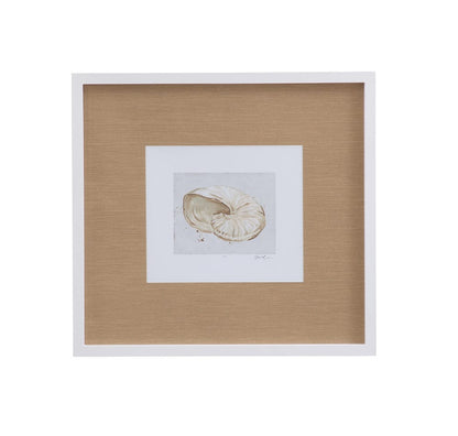 Bassett Mirror - Neutral Shell Fresco I Framed Print in Matte White Frame - 9902-246A view 1
