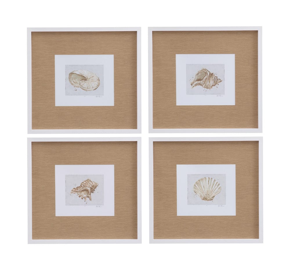 Bassett Mirror - Neutral Shell Fresco I Framed Print in Matte White Frame - 9902-246A view 3