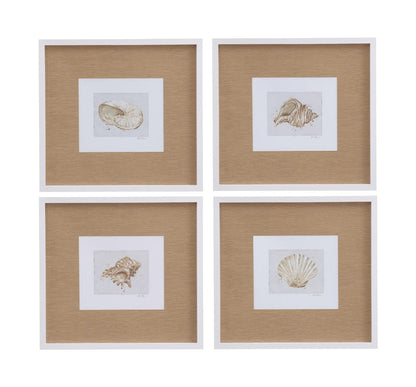 Bassett Mirror - Neutral Shell Fresco I Framed Print in Matte White Frame - 9902-246A view 3