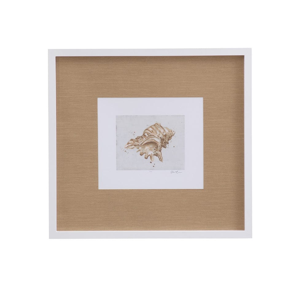 Bassett Mirror - Neutral Shell Fresco III Framed Print in Matte White Frame - 9902-246C view 1