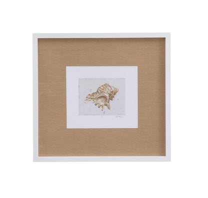Bassett Mirror - Neutral Shell Fresco III Framed Print in Matte White Frame - 9902-246C view 1