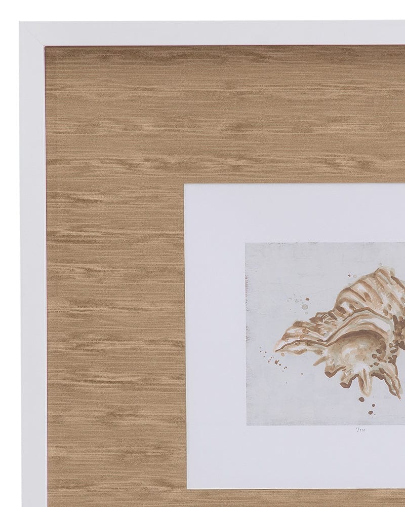 Bassett Mirror - Neutral Shell Fresco III Framed Print in Matte White Frame - 9902-246C view 2