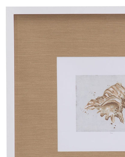 Bassett Mirror - Neutral Shell Fresco III Framed Print in Matte White Frame - 9902-246C view 2