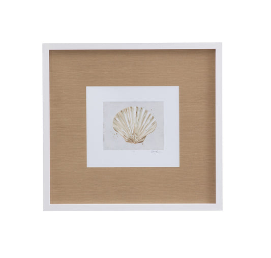 Bassett Mirror - Neutral Shell Fresco IV Framed Print in Matte White Frame - 9902-246E view 1