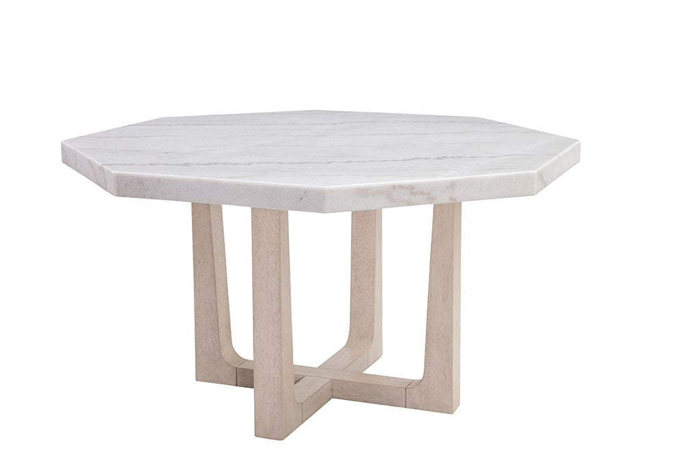 Bassett Mirror - Newport 54" White Marble Hexagonal Dining Table - 6260-760B-T view 1